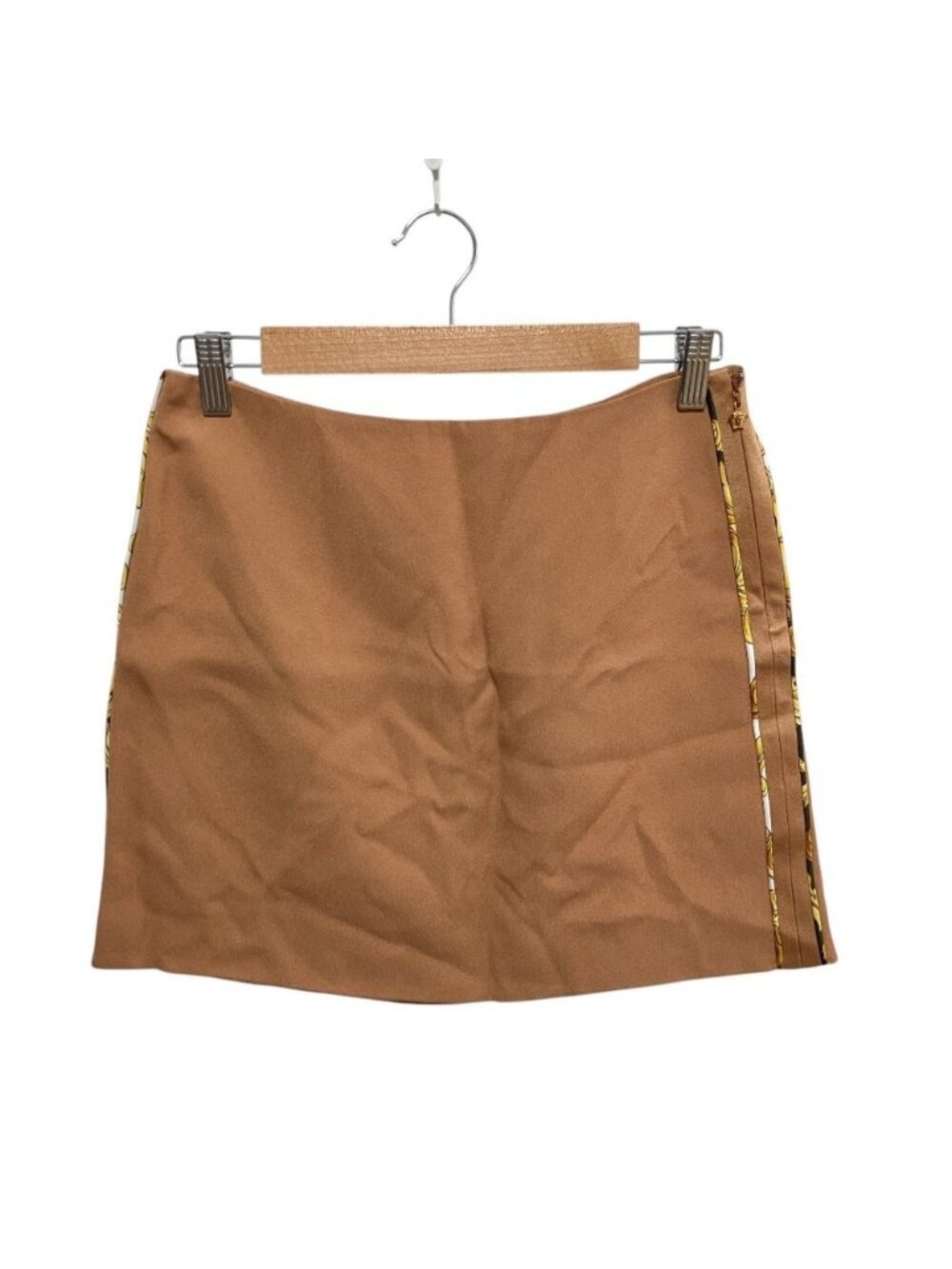 Versace Barocco Print Piping Mini Skirt Brown Beige